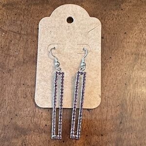 Earrings - Silver and Maroon Dangle Earrings